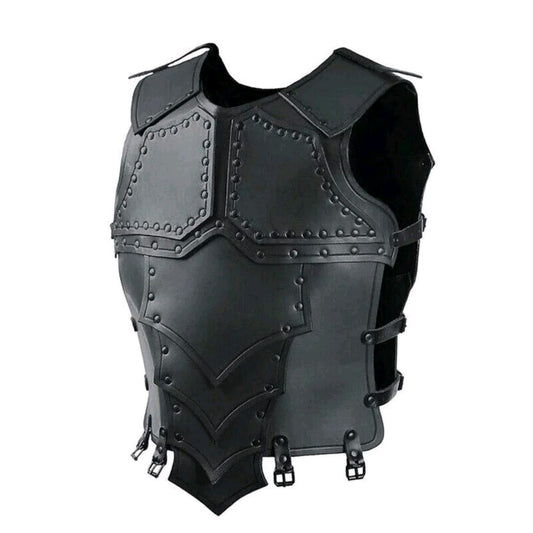 Medieval  Black Viking Warrior PU Leather Chest Armor Chest Vest Cosplay Costume